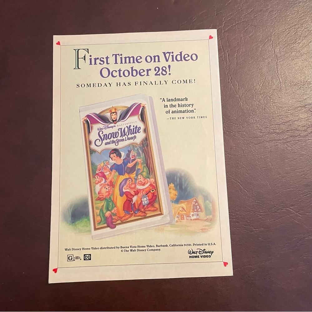 Snow White and the Seven Dwarfs -FactorySealedVHS Disney Masterpiece Collection - Picture 2 of 5